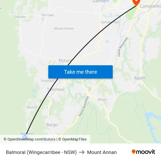 Balmoral (Wingecarribee - NSW) to Mount Annan map