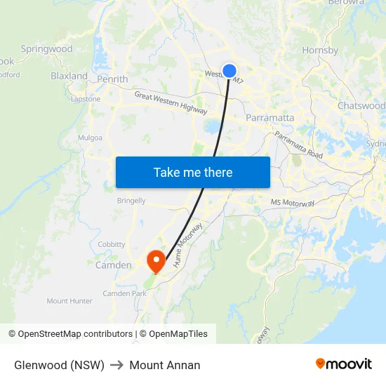 Glenwood (NSW) to Mount Annan map