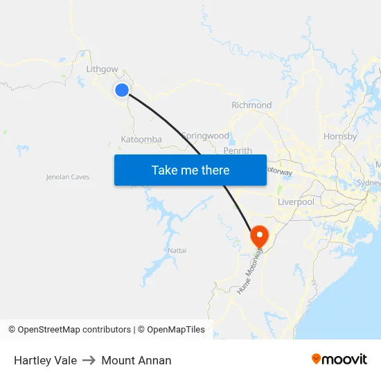 Hartley Vale to Mount Annan map
