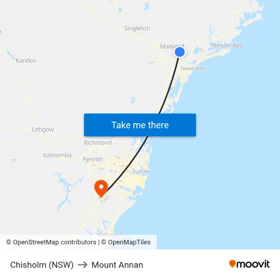 Chisholm (NSW) to Mount Annan map