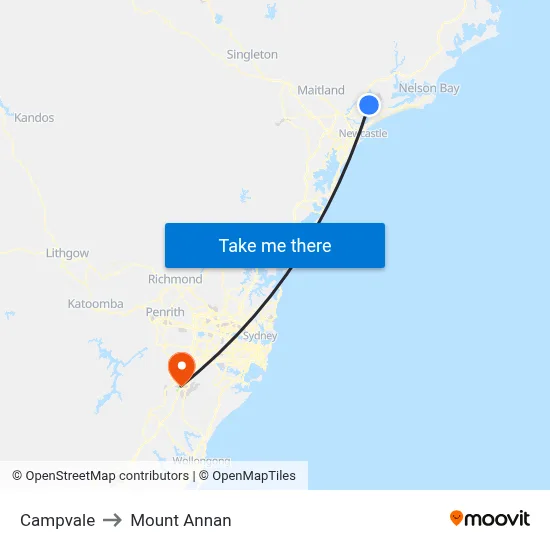 Campvale to Mount Annan map