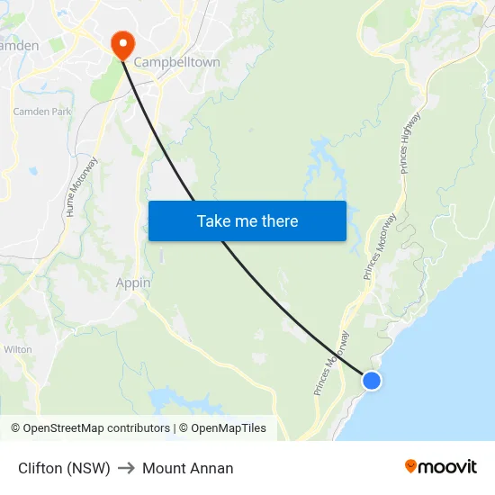 Clifton (NSW) to Mount Annan map