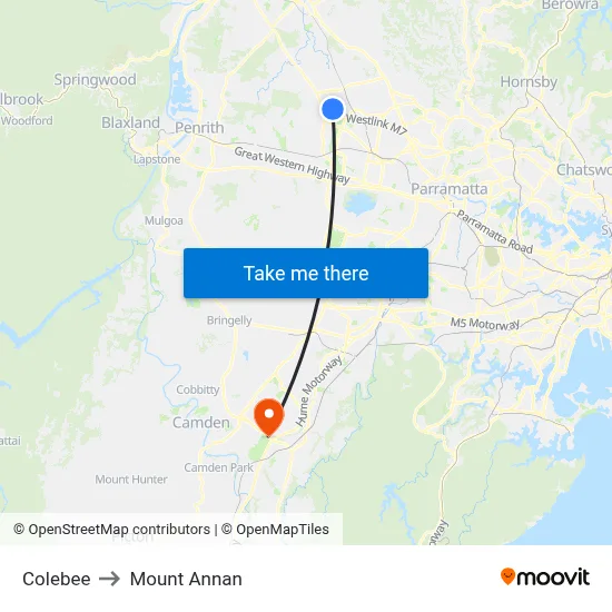 Colebee to Mount Annan map