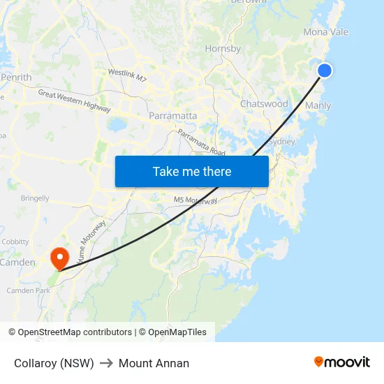 Collaroy (NSW) to Mount Annan map