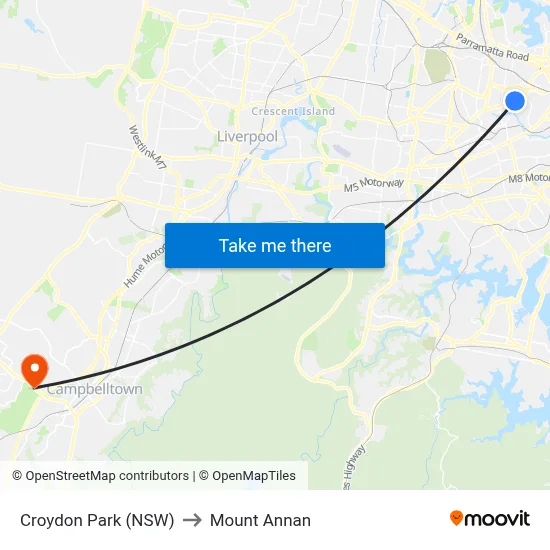 Croydon Park (NSW) to Mount Annan map