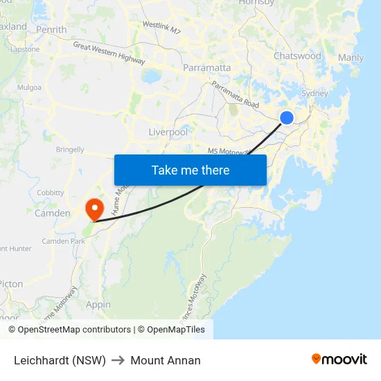 Leichhardt (NSW) to Mount Annan map