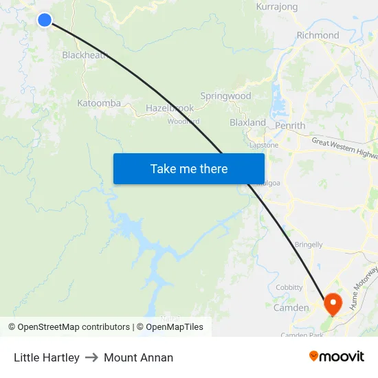 Little Hartley to Mount Annan map
