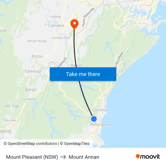 Mount Pleasant (NSW) to Mount Annan map