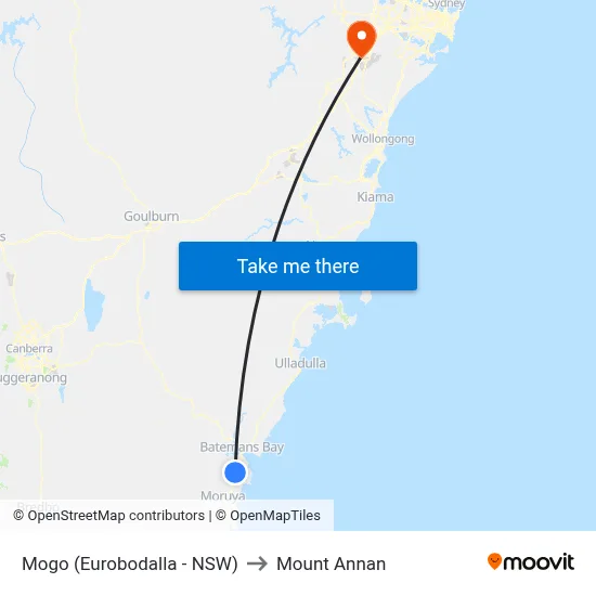 Mogo (Eurobodalla - NSW) to Mount Annan map
