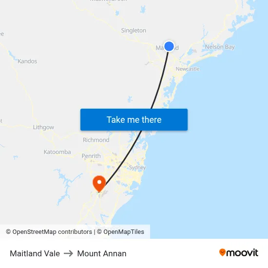 Maitland Vale to Mount Annan map