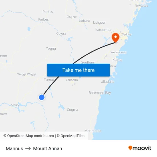 Mannus to Mount Annan map