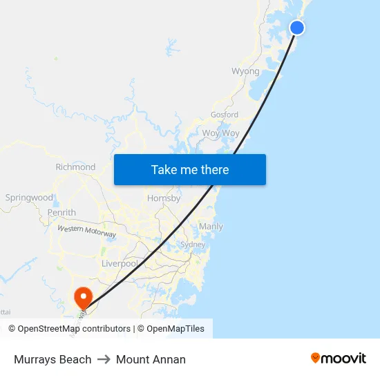 Murrays Beach to Mount Annan map