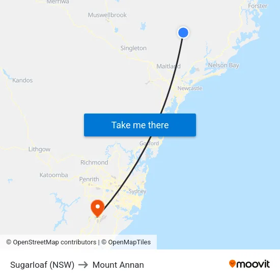 Sugarloaf (NSW) to Mount Annan map