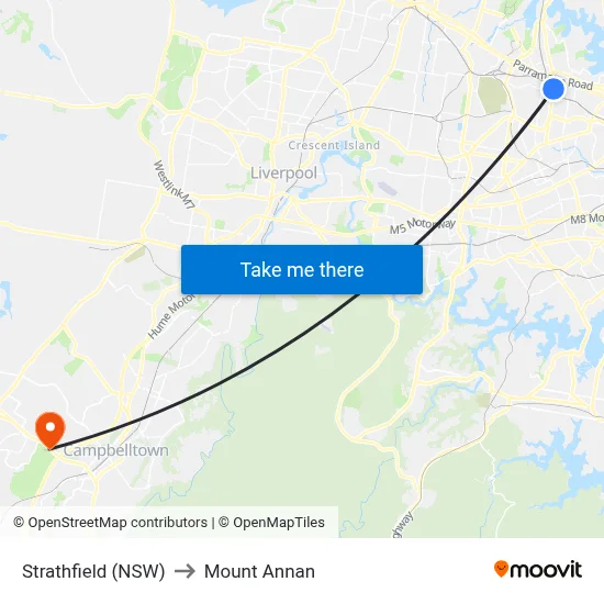 Strathfield (NSW) to Mount Annan map