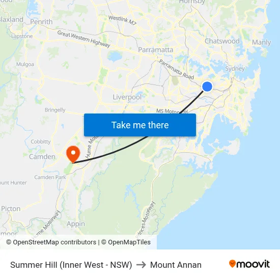 Summer Hill (Inner West - NSW) to Mount Annan map
