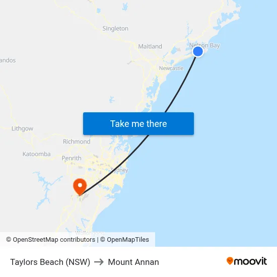 Taylors Beach (NSW) to Mount Annan map