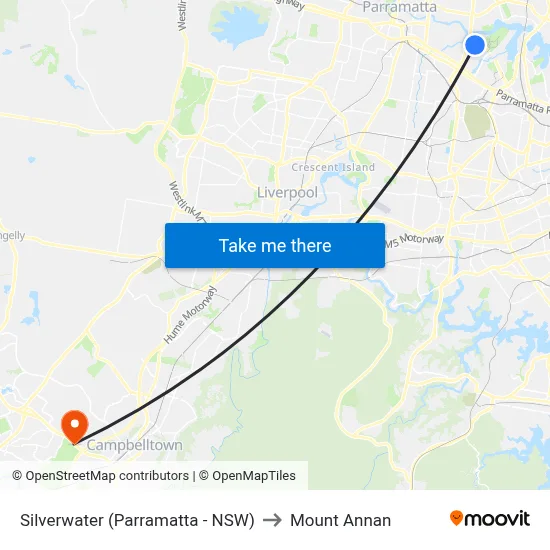 Silverwater (Parramatta - NSW) to Mount Annan map