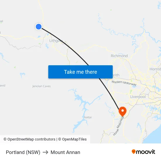 Portland (NSW) to Mount Annan map
