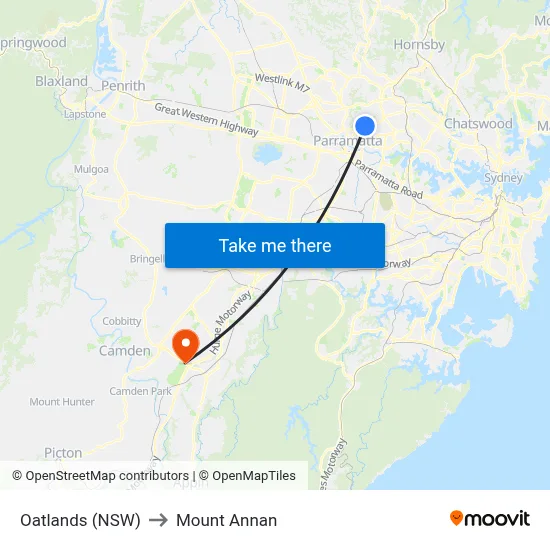 Oatlands (NSW) to Mount Annan map