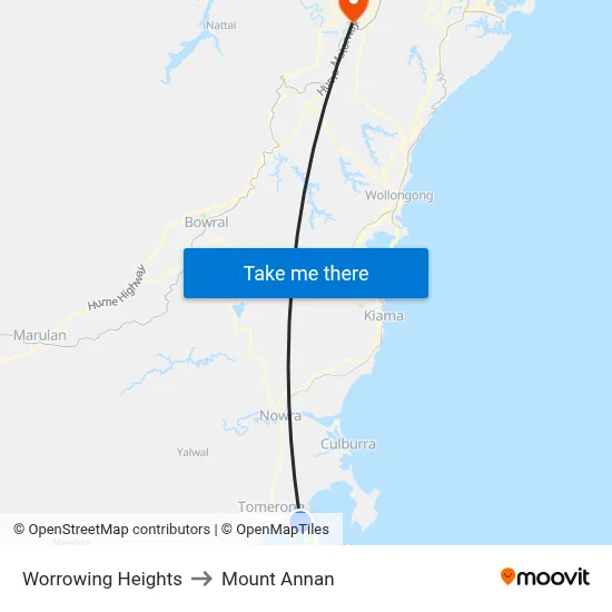 Worrowing Heights to Mount Annan map