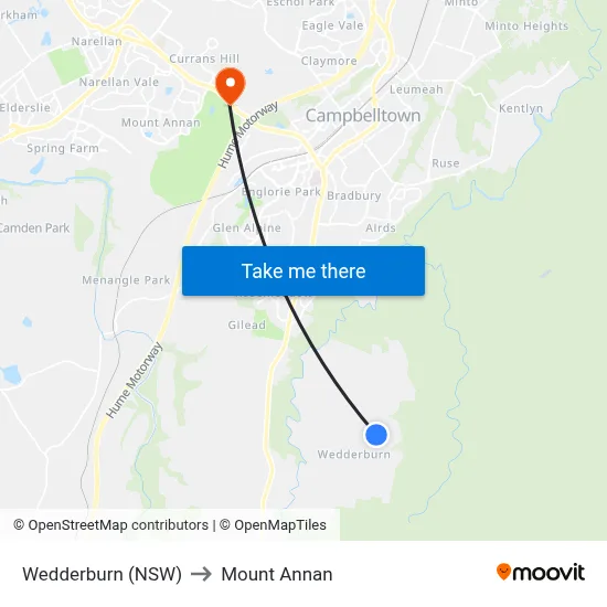 Wedderburn (NSW) to Mount Annan map