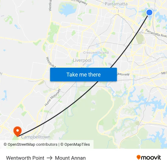 Wentworth Point to Mount Annan map