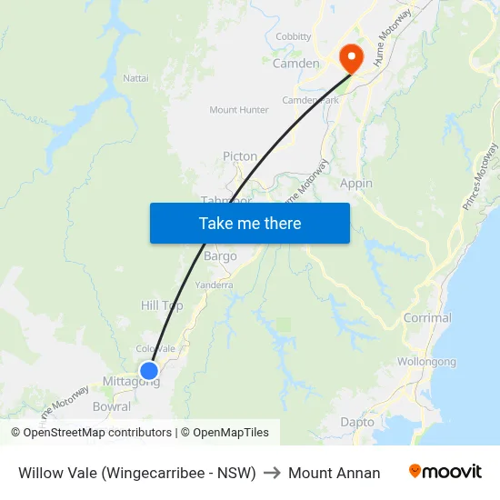 Willow Vale (Wingecarribee - NSW) to Mount Annan map