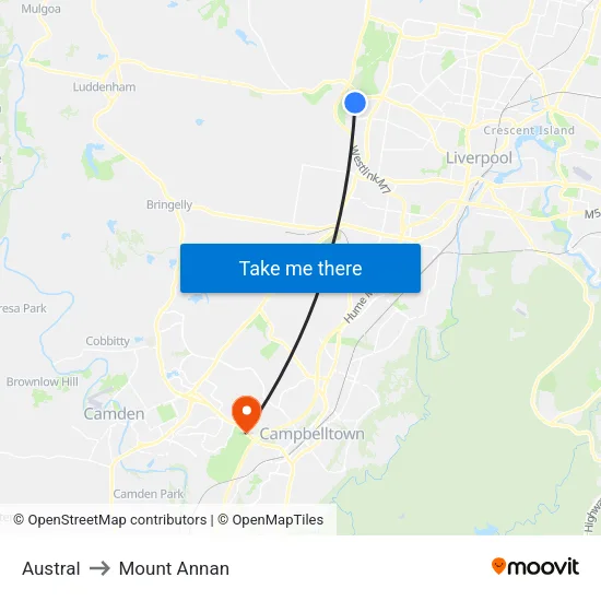 Austral to Mount Annan map