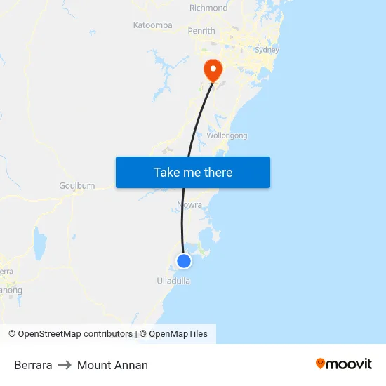Berrara to Mount Annan map