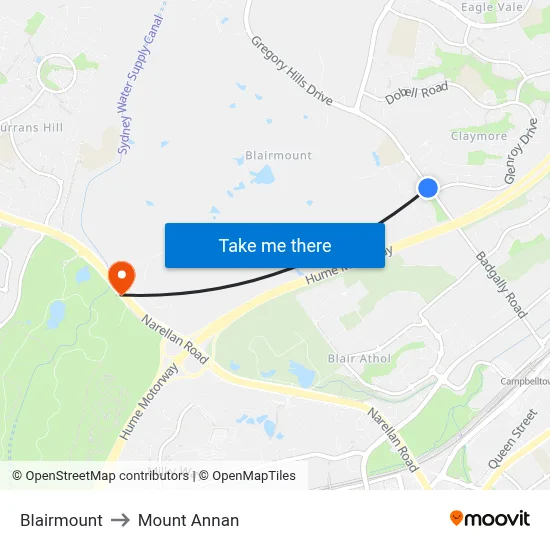 Blairmount to Mount Annan map