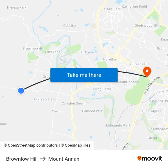 Brownlow Hill to Mount Annan map