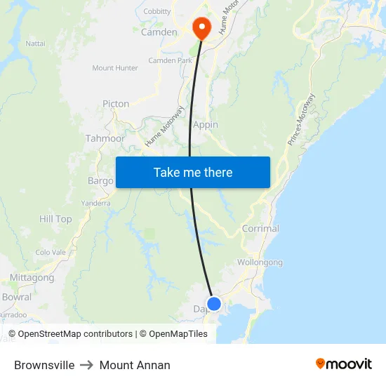 Brownsville to Mount Annan map