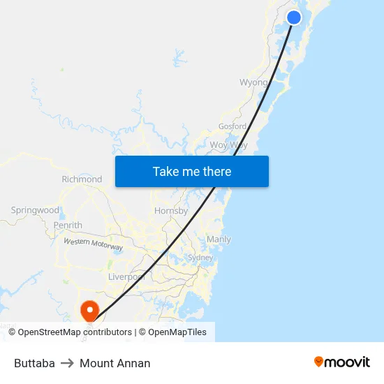 Buttaba to Mount Annan map