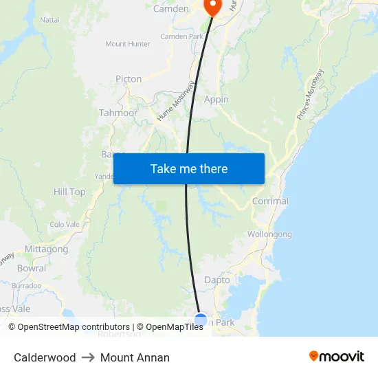 Calderwood to Mount Annan map