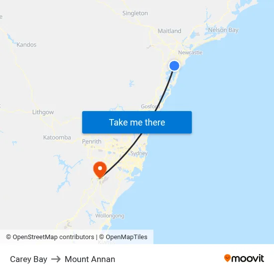 Carey Bay to Mount Annan map