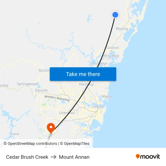 Cedar Brush Creek to Mount Annan map