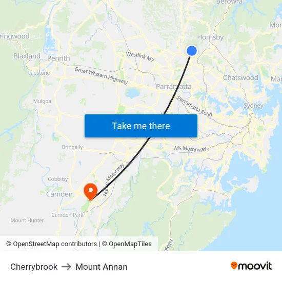 Cherrybrook to Mount Annan map