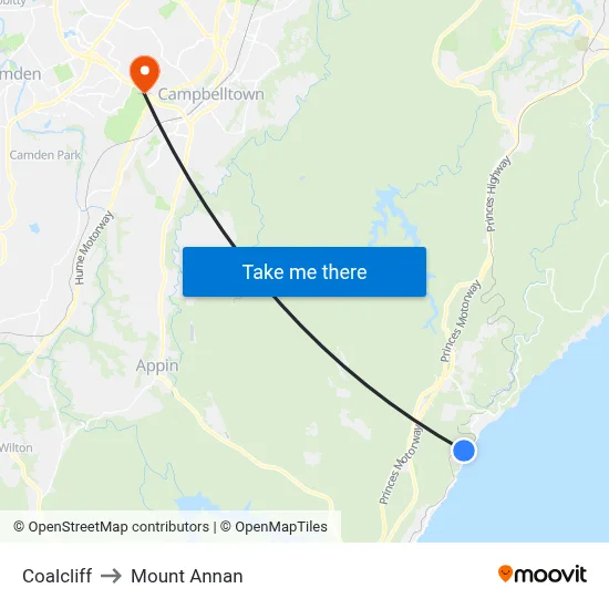 Coalcliff to Mount Annan map