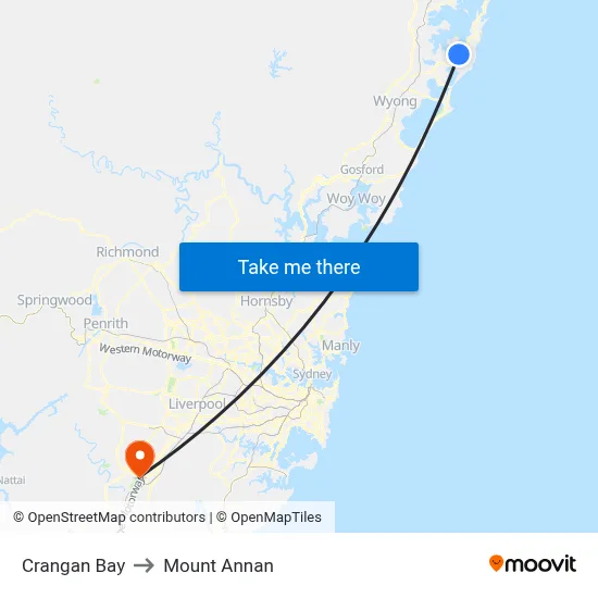 Crangan Bay to Mount Annan map