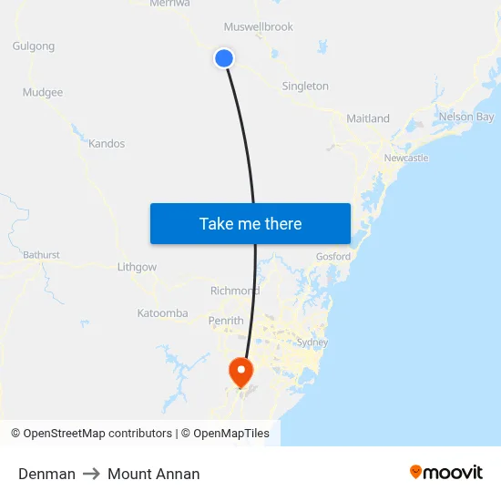 Denman to Mount Annan map