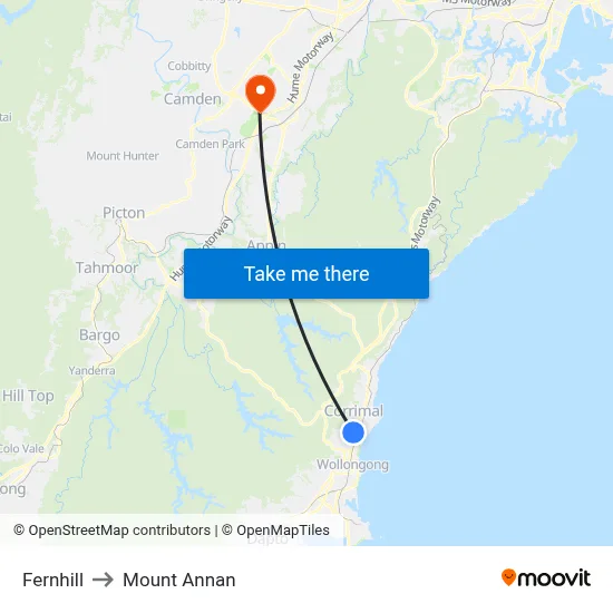 Fernhill to Mount Annan map
