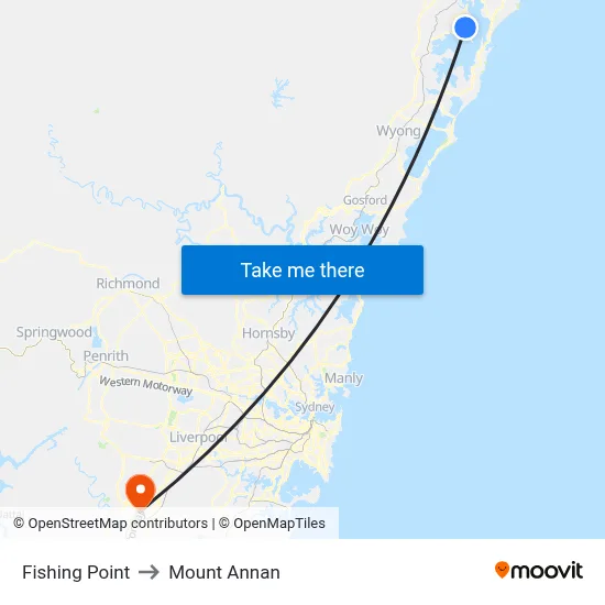 Fishing Point to Mount Annan map