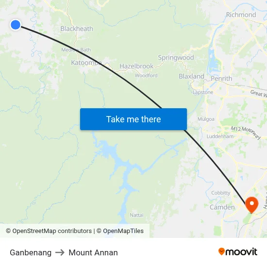 Ganbenang to Mount Annan map