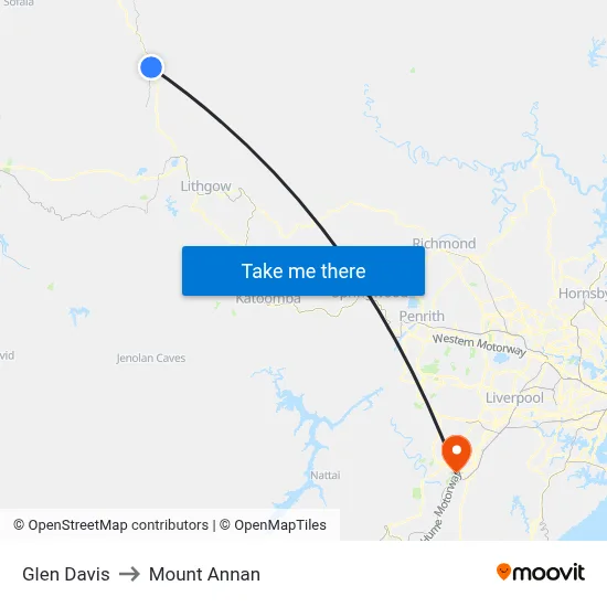 Glen Davis to Mount Annan map