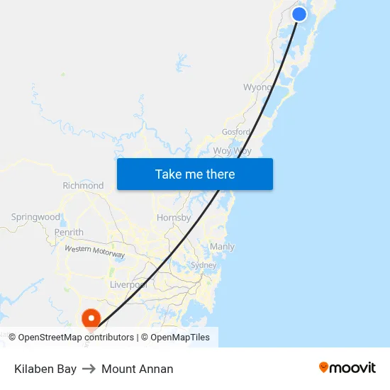 Kilaben Bay to Mount Annan map