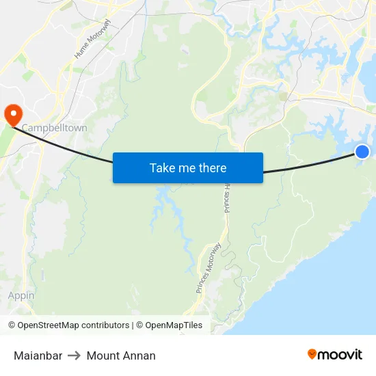 Maianbar to Mount Annan map