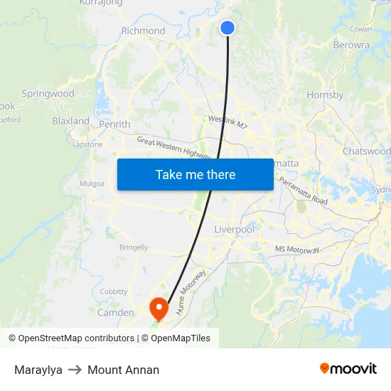 Maraylya to Mount Annan map