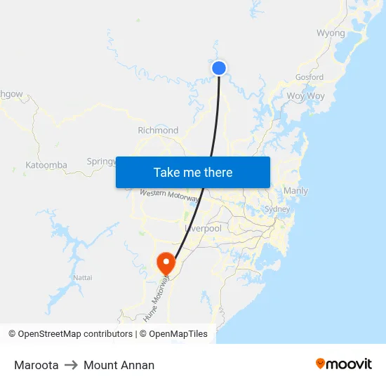 Maroota to Mount Annan map