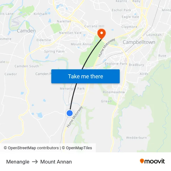 Menangle to Mount Annan map