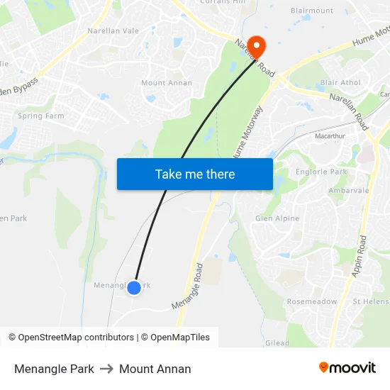 Menangle Park to Mount Annan map